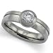 Stainless Steel Woman's Ring Satin High Polish with Center CZ