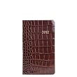 2012 Pocket Agenda Datebook, Genuine Crocodile Embossed Leather, 5" , Brown