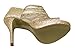 Top Moda Paula-1 Women's peep toe gladiator mesh upper rear zipper high heel beads glitter pumps shoes Champagne 6.5