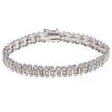 Sterling Silver 1/8ct. TDW S Pattern Tennis Bracelet
