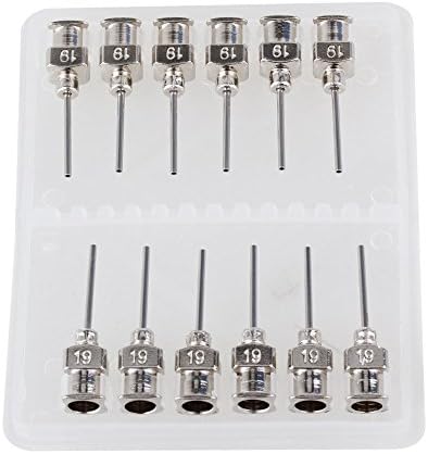 CNBTR 1/2" Silver Stainless Steel Connector Adhesive Glue Tip Dispensing Needles Pack of 12 (19Ga)