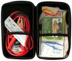 Emergency Road Kit with Jumper Cables, Gloves, Poncho, Light and Band Aids