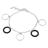Sterling Silver and Black Agate Circle Bracelet