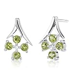 1.00 Carats Round Cut Peridot Earrings in Sterling Silver