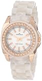 Anne Klein Women's 10/9668RGIV Ivory Marbleized Resin Bracelet Rosegold-Tone Case and Swarovski Crystals Watch