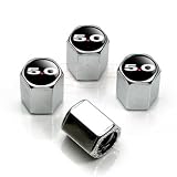 Ford Mustang 5.0 Chrome Tire Stem Valve Caps - Official Licensed