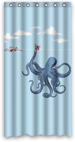36"(w) x 72"(h) Funny octopus Natural and Freely Shower Curtain