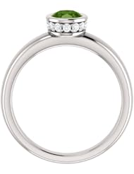 10K White Gold 7.00x5.00mm Oval Cut Green Tourmaline and Diamond Ring -- LIFETIME WARRANTY