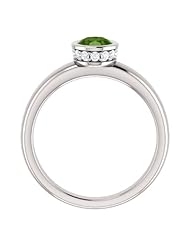 18K White Gold 7.00x5.00mm Oval Cut Green Tourmaline and Diamond Ring -- LIFETIME WARRANTY