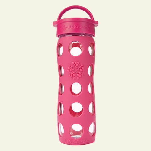 Lifefactory 16-Ounce Glass Beverage Bottle Raspberry
