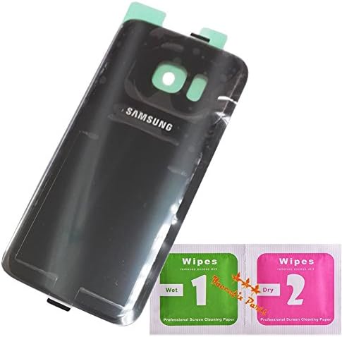 OEM S7 Edge Replacement Battery Door Back Cover Glass Panel with Adhesive Preinstalled for Samsung Galaxy S7 Edge G935 (Black )