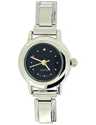 Trendy Charm Black Round Dial Watch, Fits Italian Charm Bracelet