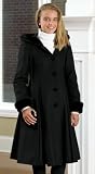 Black Wool Coat with Velvet Bag