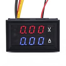 DROK®0.28''LED DC0-100V 10A Digital voltmeter Ammeter 2in1 Multimeter 12V/24V Voltage Amperage Meter Volt Amp Gauge Panel with Red/Blue Dual Color Display and Build-in Shunt for Car Auto Boat Battery Monitoring

