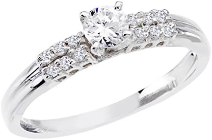 14K White Gold Classic Diamond QPID Engagement Ring (0.83 ctw)