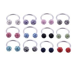 Kadima Body Piercing Jewelry Swarovski CZ Bling Rhinestone Unisex Ball Lot of 3 16G 3/8