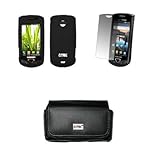 EMPIRE Black Leather Case Pouch with Belt Clip and Belt Loops + Black Silic ....