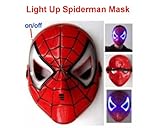 LIGHT UP SPIDERMAN MASK - Unique Super Hero Amazing Spiderman Cosplay Pretend Dress Up Super Cool Universal Kids Size Spiderman Light Up Mask