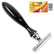 Parker 12R Genuine Buffalo Horn Handle Double Edge Safety Razor & 5 Shark Super Chrome Blades