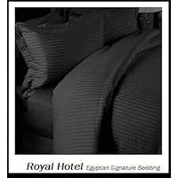 Royal Hotel's Striped Black 800-Thread-Count 4pc King Bed Sheet Set 100-Percent Egyptian Cotton, Sateen, Deep Pocket