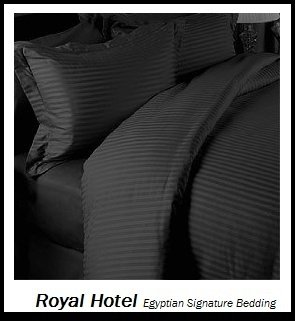 Royal Hotel's 8pc Queen size Bed-in-a-Bag Stripe Black 1200-Thread-Count Siberian Goose Down Alternative Comforter 100 percent Egyptian-Cotton 1200 TC - includes sheets and Duvet Cover Sets