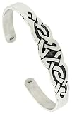 Sterling Silver Flat Cuff Bangle Bracelet with Triquetra Celtic Knots 16 mm (5/8 in.) wide