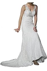 V-neck Lace Natural   Waistline Sheath Spaghetti Strap Wedding Party Dress 