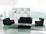 New 3pc Contemporary Modern Leather Sofa Set #AM-832-B-BLACK