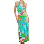 70's Inspired Retro Shimmer Graphic Print Halter Maxi / Long Dress ( Free Shipping! )