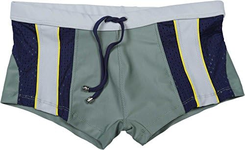 Tulio M401-Side Panel Squarecut Swim Trunks-Leaf-Small