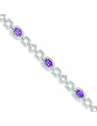 Genuine .925 Sterling Silver Diamond & Amethyst Bracelet 11.6 Grams . 100% Satisfaction Guaranteed.