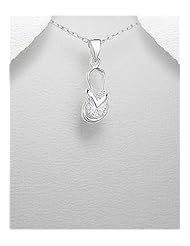 Flip Flop CZ Pendant Necklace In 92.5 Sterling Silver