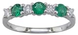18KW Emerald & Diamond Band