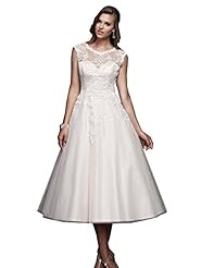 Sexy Sheer Lace Vintage Cocktail Short Tea Length Evening Dress/Homecoming Dress/Prom Dress/Wedding Dress 