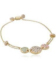 Chamak by priya kakkar Gold Chain Enamel Disks Crystal Tassel Bangle Bracelet, 7.5"