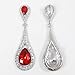 EVER FAITH® Silver-Tone Art Deco Teardrop Austrian Crystal Red Dangle Earrings