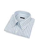 Bagutta White & Blue Striped Button Down Cotton Italian Dress Shirt