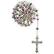 Rainbow Crystal Rosary with Faceted Rondell Beads in 8x6mm - 28'' Necklace - 21'' Overall Length