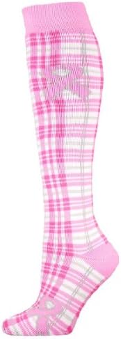 Plaid Pink Ribbon Knee High Awareness Socks