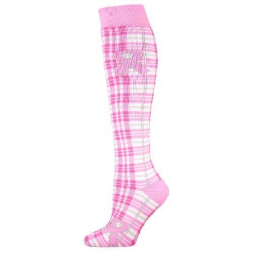 Plaid Pink Ribbon Knee High Awareness Socks