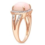 Sterling Silver, Diamond and Pink Opal Ring, (.1 cttw, GH Color, I2-I3 Clarity),