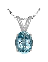 0.22Ct Oval Aquamarine Pendant in 14k White Gold