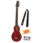 Washburn RO10 Steel String Acoustic Travel Guitar Bundle with Pick Card, Polishing Cloth, and Strap - Transparent Red