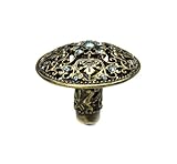 Carpe Diem Hardware 146-3AQ Juliane Grace Knob with Swarovski Crystals, 1-7/8-Inch, Antique Brass by