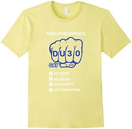 Men's Duterte t shirts, Duterte For President Philippines DU30 Large Lemon