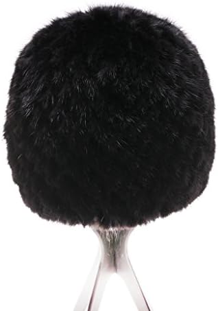 Qiudu Women's Mink Fur Knitted Hat Skull Caps Multicolor Beanie Black One Size
