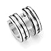 Men's 316L Stainless Steel Two Tone Hoop Huggie Earrings with Black IP 10mm