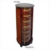 Wooden Tall Round Chest with Seven Drawers and Ring Drawer Handles