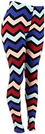 ShoSho Women's Plus Size Fleece Lined Colorful Tribal Print Leggings-3XL/4XL-Zig Zag