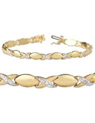 10k Yellow Gold 0.03 ctw Round-Cut Diamond High Polish X-Link Bracelet